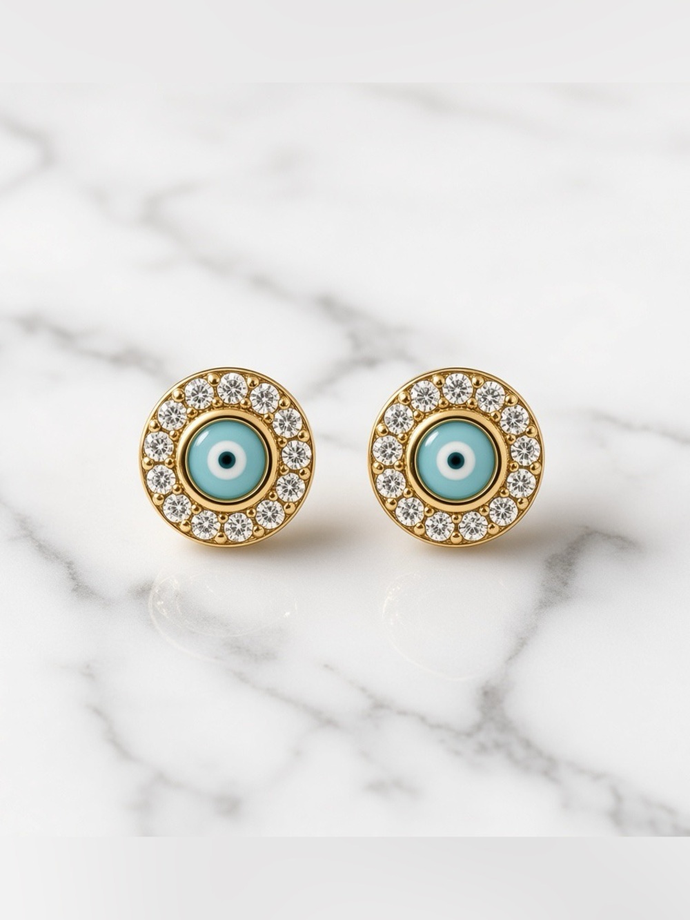 Gorjana Gold Turquoise Pavé Mini Evil Eye Stud Earrings 925